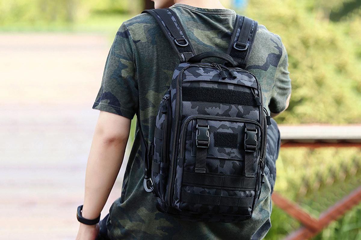 Fishing Tackle Backpack With Rod Holder Outdoor Shoulder Fishing Gear Bags - Deep Blue