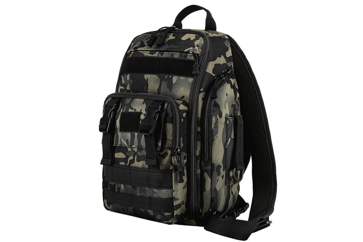 Fishing Tackle Backpack With Rod Holder Outdoor Shoulder Fishing Gear Bags - Deep Blue