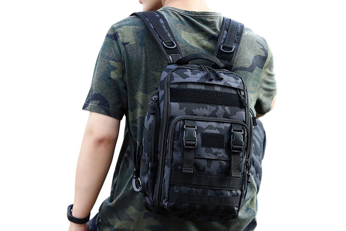 Fishing Tackle Backpack With Rod Holder Outdoor Shoulder Fishing Gear Bags - Deep Blue