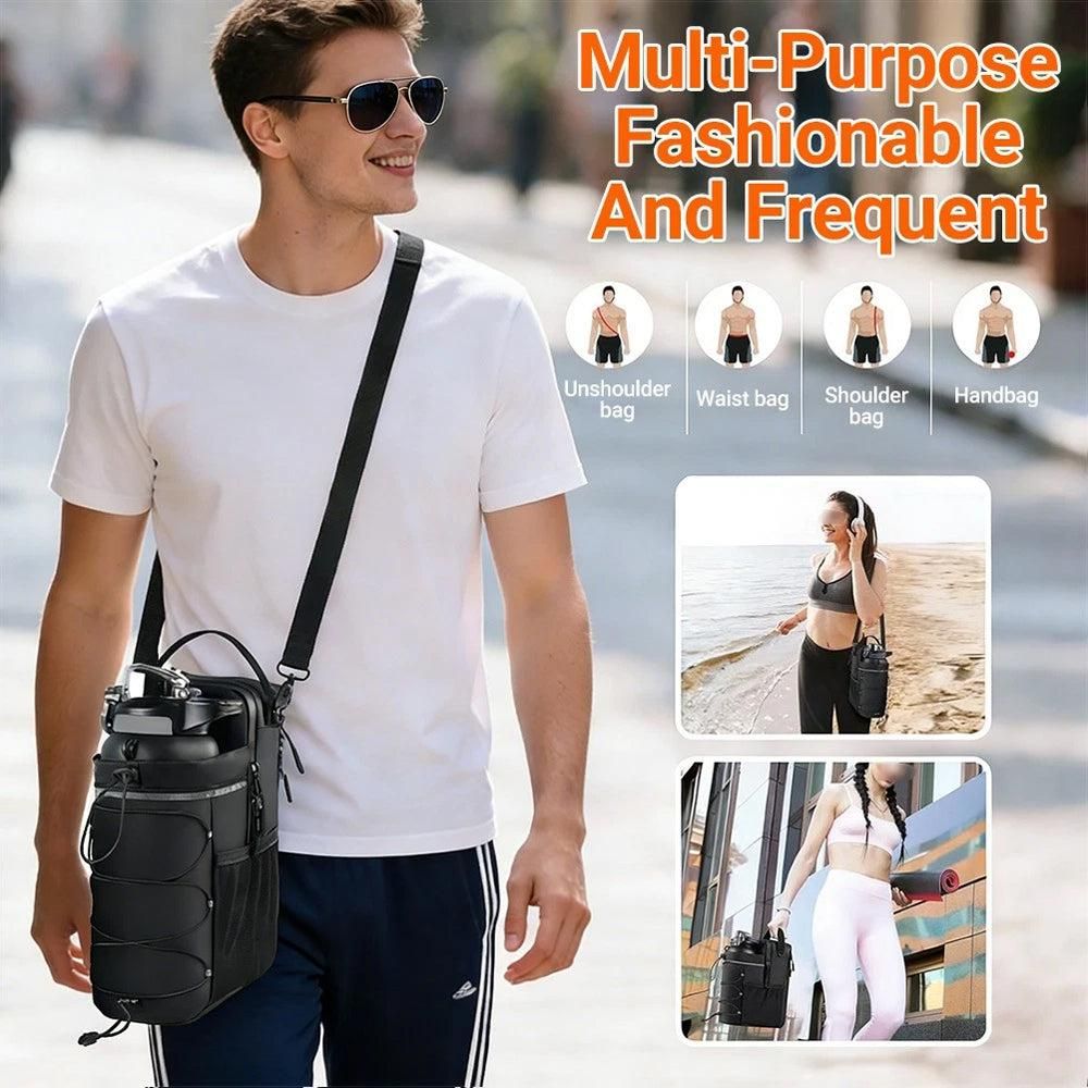 Portable Gym Bag Water Bottle Holder Crossbody Sling Chest Bag Workout