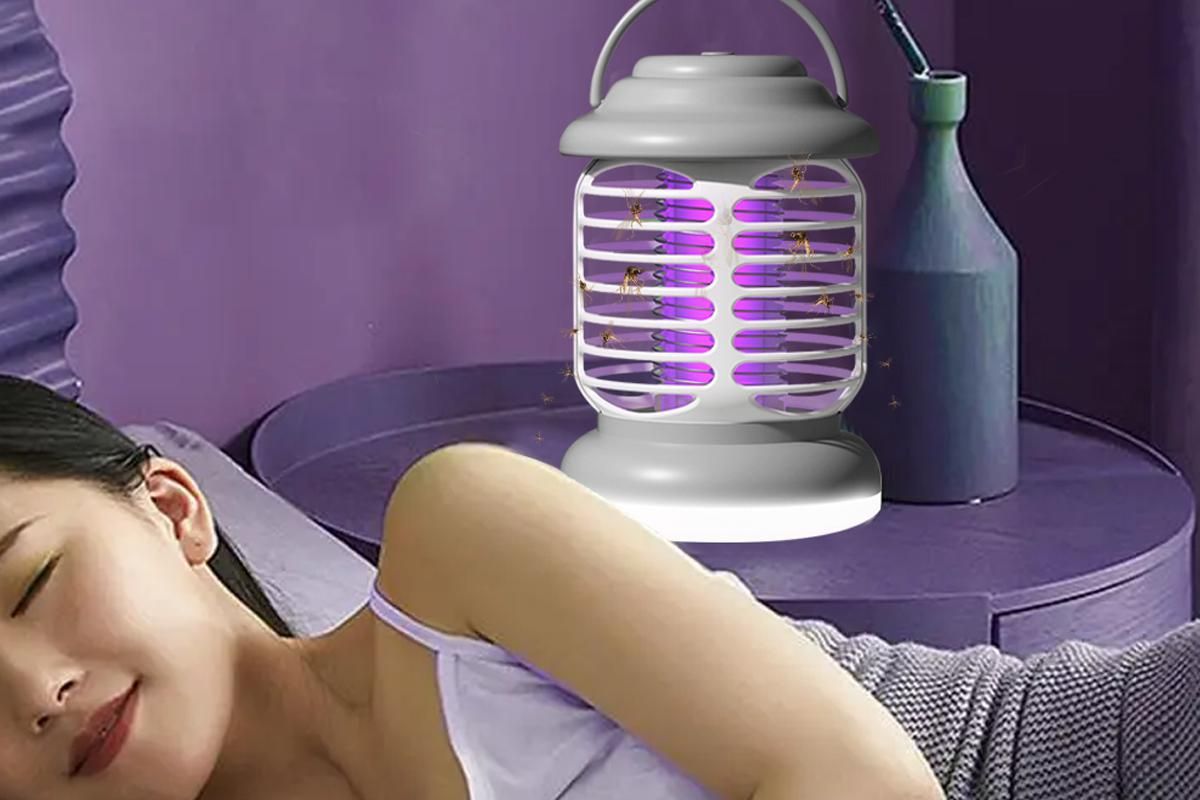 Portable Electric Mosquito Zapper Killer Lamp Trap for Indoor and Outdoor -Grey