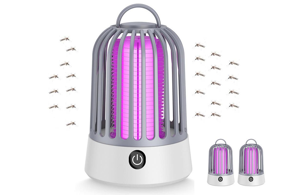 Electric Mosquito Killer Lamp Insect Catcher Fly Bug Zapper Trap LED Purple Lamp Mozzie -Grey