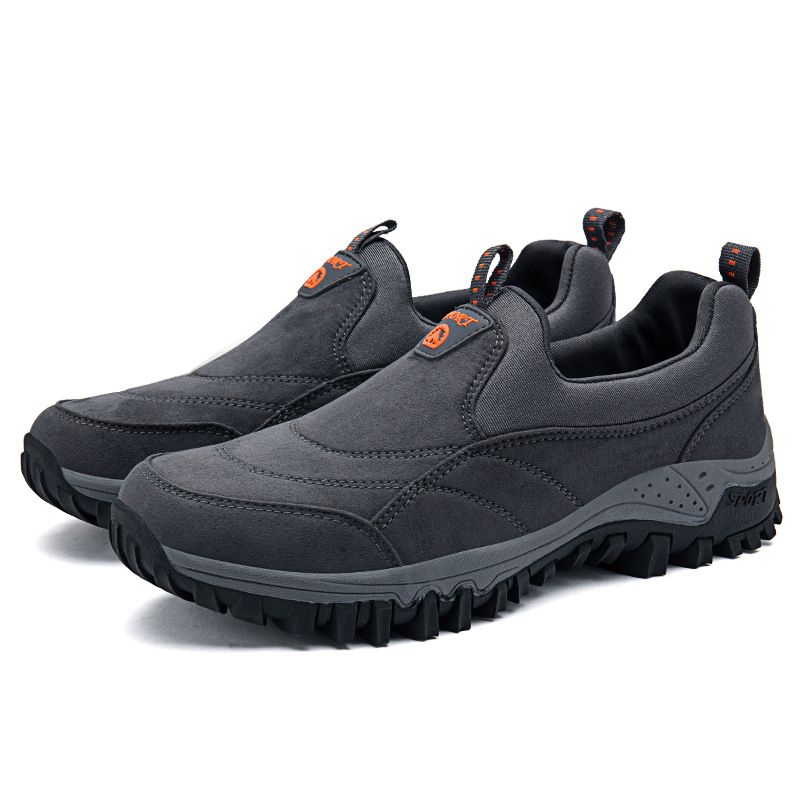 Luo Baoli Men Hiking Shoes Slip On Rubber Sole Black 42