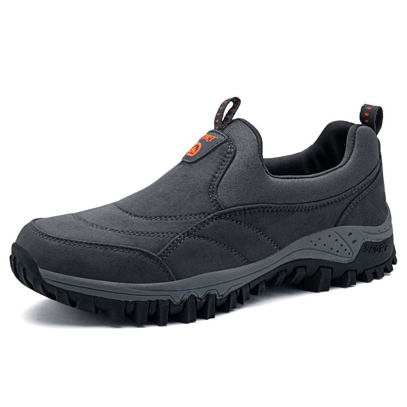 Luo Baoli Men Hiking Shoes Slip On Rubber Sole Grey 41