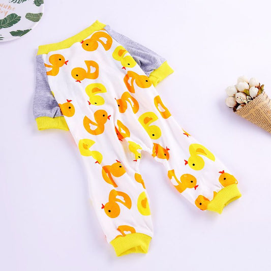 Haji Cotton Pet Four Legged Clothes Yellow Duck XL Size: XL; Neck (cm): 38-44; Bust (cm): 50-58; Back length (cm): 36-40; Recommended pet weight (kg): 10.0 - 15.0