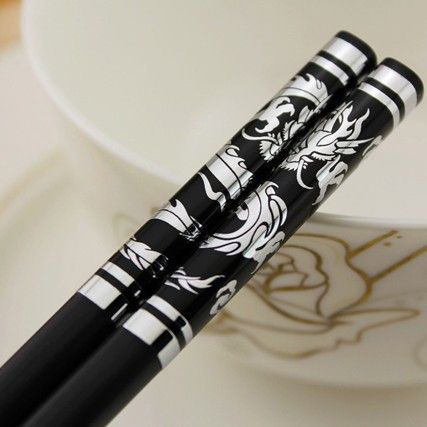 Chuangjian Alloy Dragon Pattern Chopsticks Custom Logo H028 black chrome silver dragon