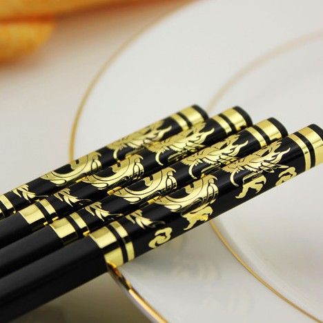 Chuangjian Alloy Dragon Pattern Chopsticks Custom Logo H028 black chrome silver dragon
