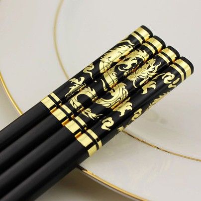 Chuangjian Alloy Dragon Pattern Chopsticks Custom Logo H028 black chrome silver dragon