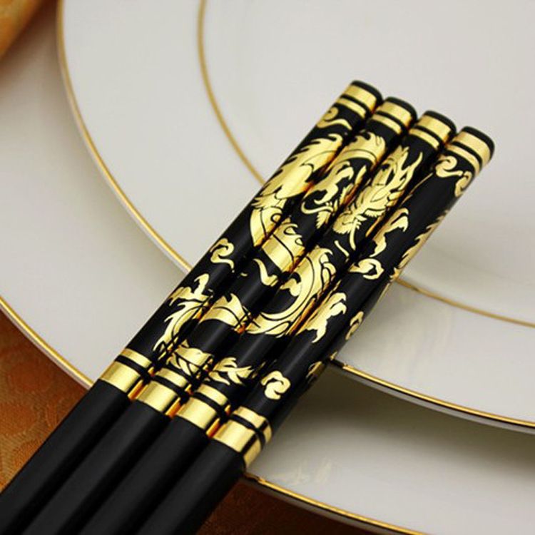 Chuangjian Alloy Dragon Pattern Chopsticks Custom Logo H028 black chrome silver dragon