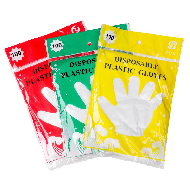 Disposable PE Gloves Food Grade 50 Count M Thickened English bag -100 only