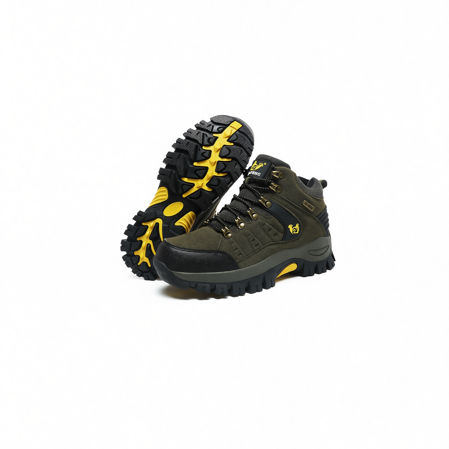 QIFENG Men Women Hiking Shoes High Top Breathable Dark green 40