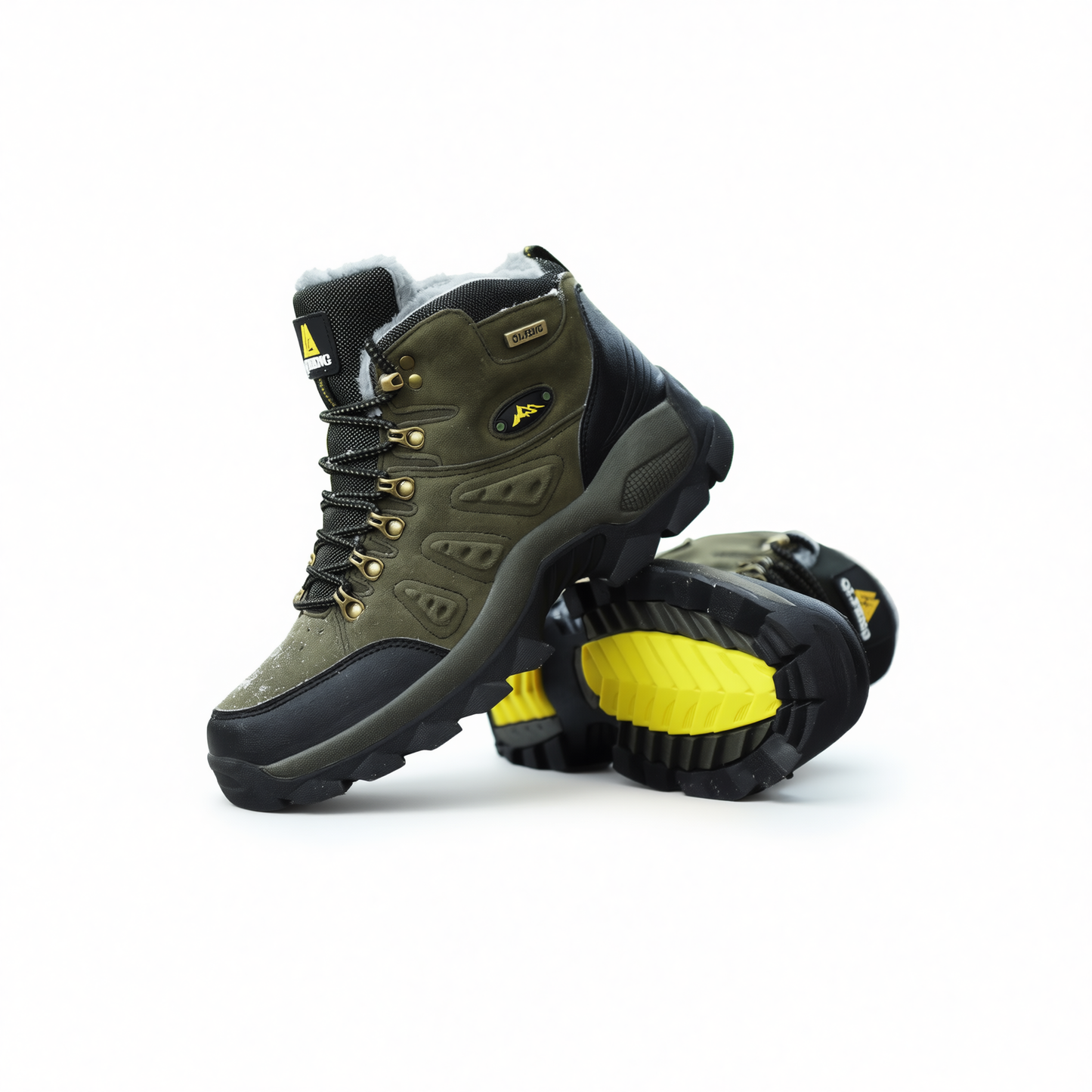 QIFENG Winter High-top Snow Boots Cotton Warm Leather green cotton shoes 37