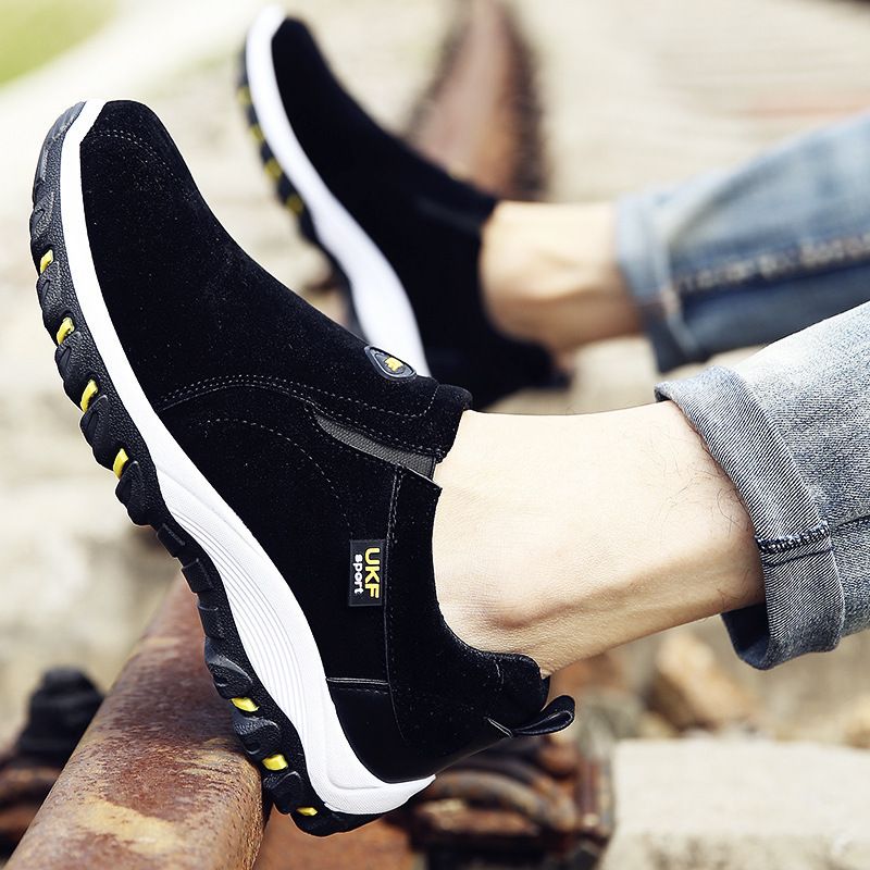 New Code Men Hiking Shoes Rubber Sole Low Top Black 40