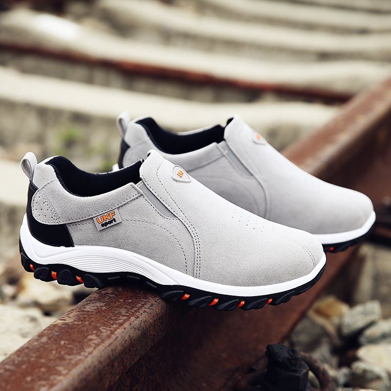 New Code Men Hiking Shoes Rubber Sole Low Top Gray 42