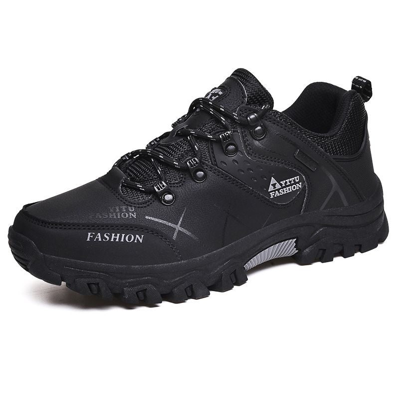 QIFENG Men Hiking Shoes Outdoor Trekking Sneakers Black 45
