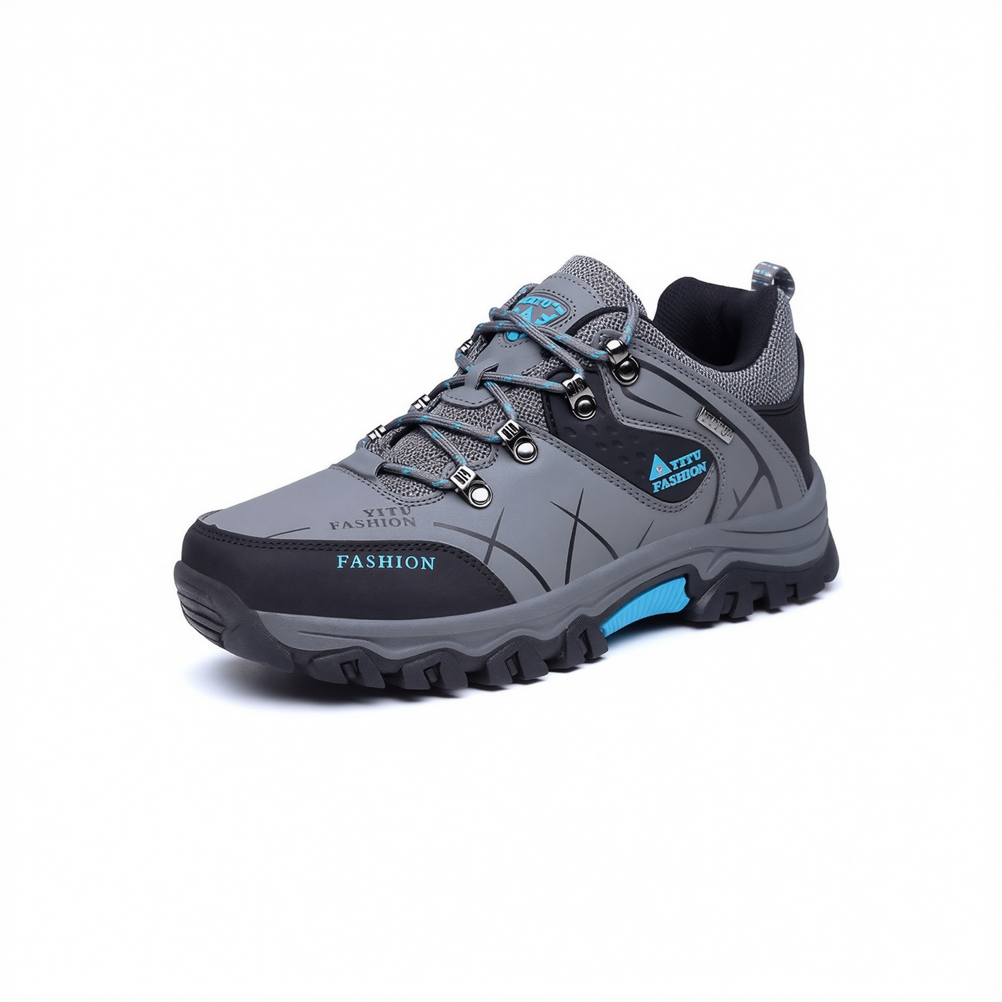 QIFENG Men Hiking Shoes Outdoor Trekking Sneakers Black 45