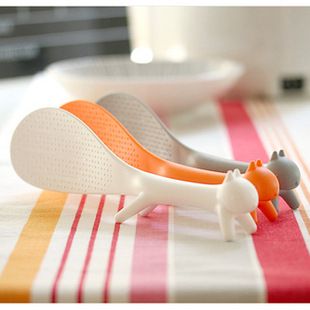 Squirrel Rice Spoon PP Non Stick Kitchen Utensil 21CM White 21*5.7CM