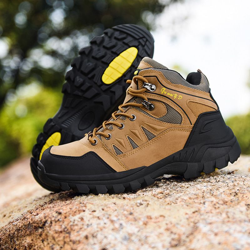 Men Hiking Shoes Minsi Xiusi Mid Top Anti Slip WN-9903-1 khaki 42