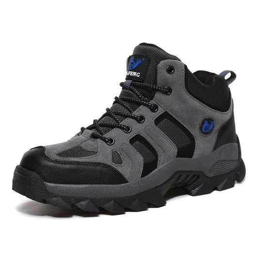 QIFENG Mens High Top Hiking Shoes Anti Slip Rubber Sole Grey 47