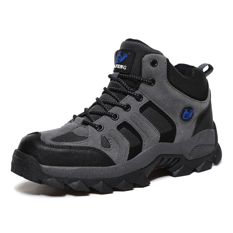 QIFENG Mens High Top Hiking Shoes Anti Slip Rubber Sole Brown 42