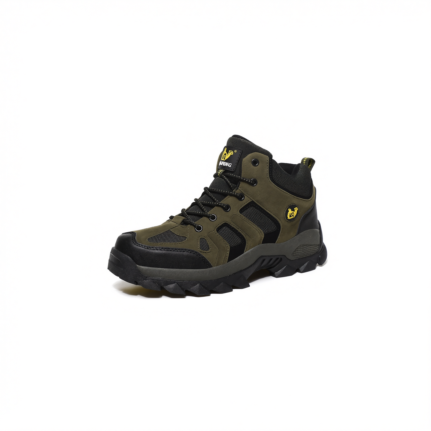 QIFENG Mens High Top Hiking Shoes Anti Slip Rubber Sole Army Green 42
