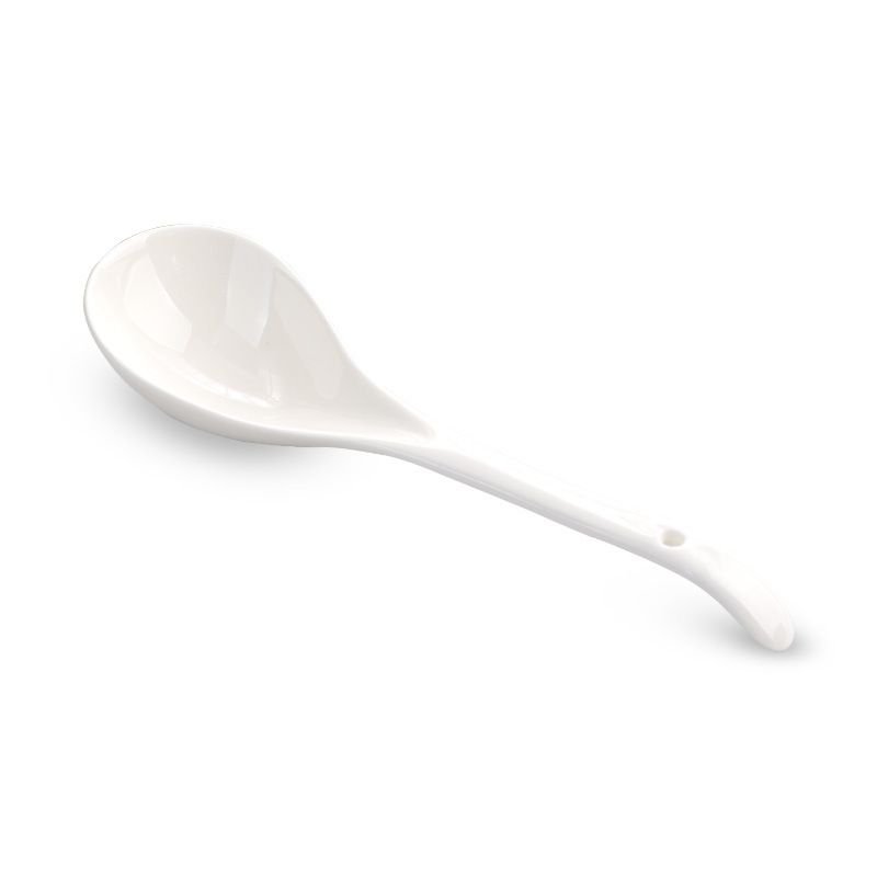 Ceramic Soup Spoon Yo Laifu Large White Black-Trimed Simple White Extra Large Soup Spoon