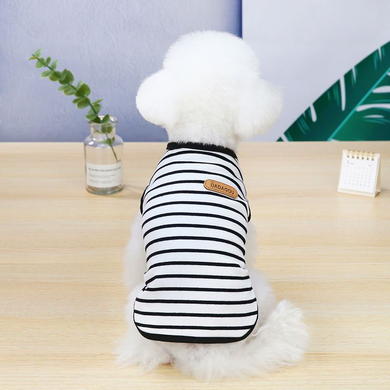 DADAGOU Dog Vest Cotton Striped Casual Pet Clothing 21 Casual Striped Vest-Black XXL