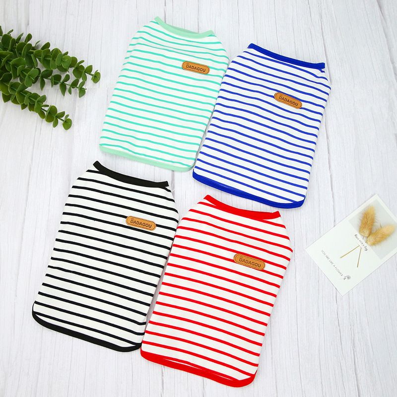 DADAGOU Dog Vest Cotton Striped Casual Pet Clothing 21 Casual Striped Vest-Black XXL