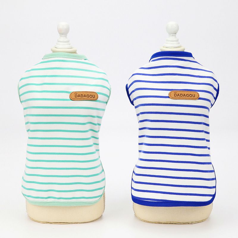 DADAGOU Dog Vest Cotton Striped Casual Pet Clothing 21 Casual Striped Vest-Black XXL