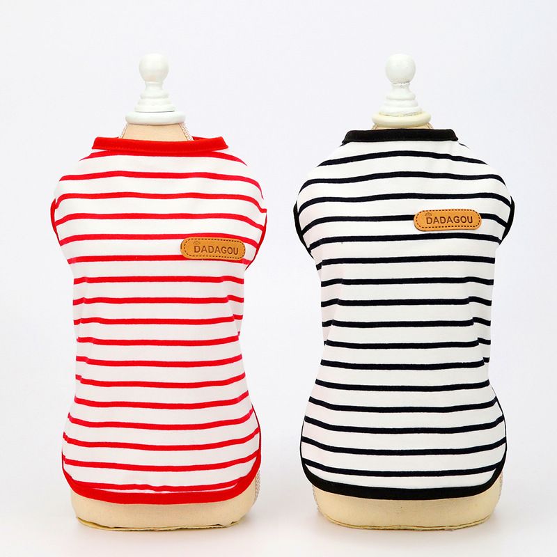 DADAGOU Dog Vest Cotton Striped Casual Pet Clothing 21 Casual Striped Vest-Black XXL