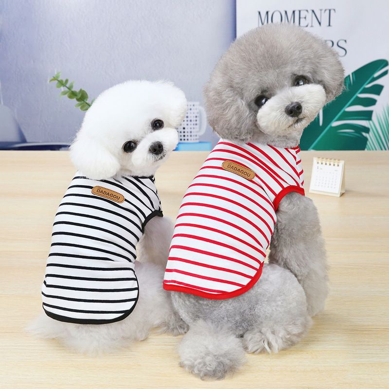 DADAGOU Dog Vest Cotton Striped Casual Pet Clothing 21 Casual Striped Vest-Black XXL