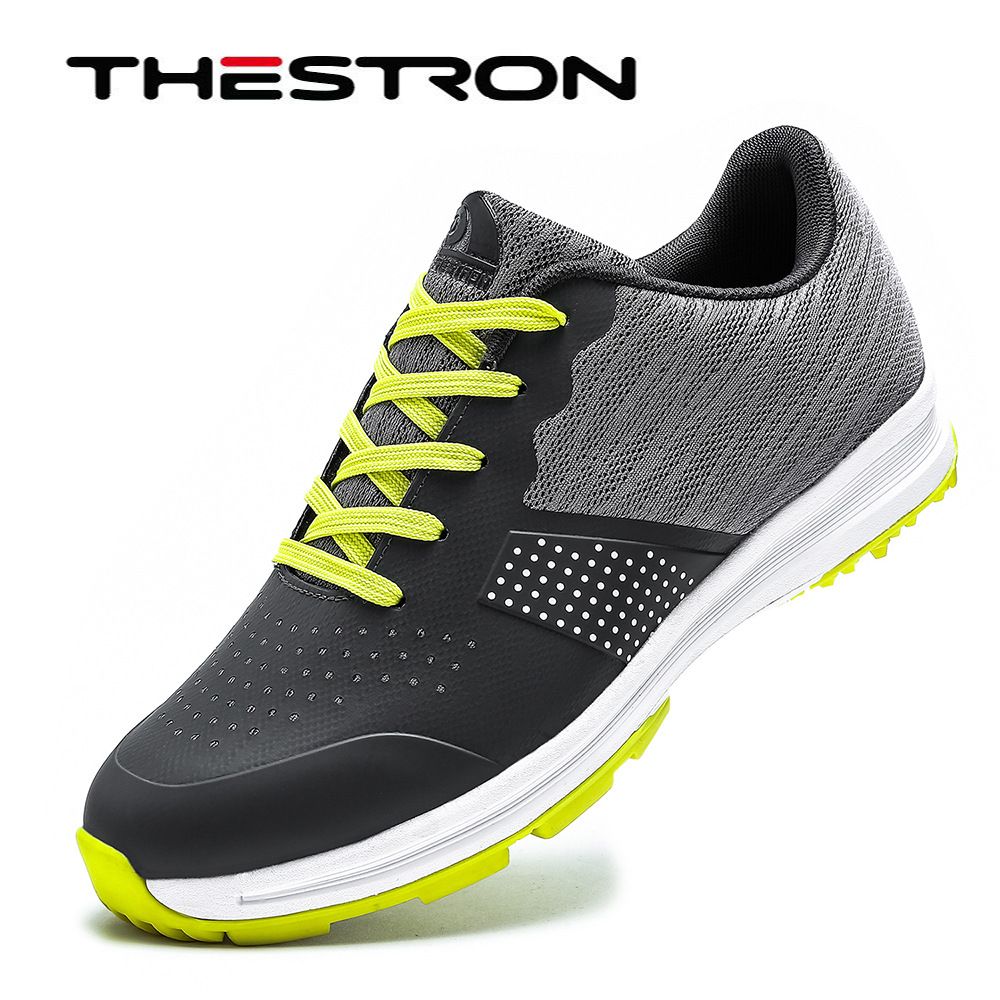 THESTRON Mens Golf Shoes Waterproof Non Slip Black US 9.5-EUR 44
