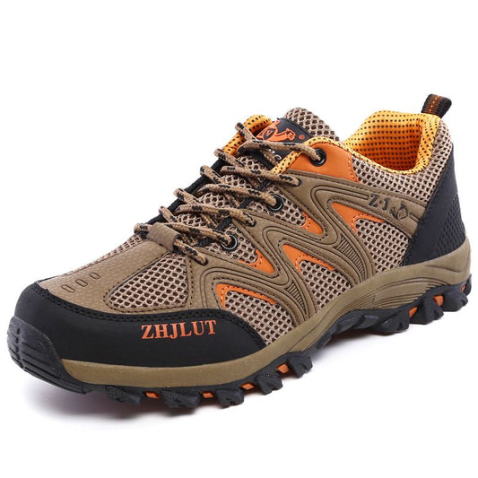 Qifeng Men Women Outdoor Breathable Hiking Shoes Khaki 37