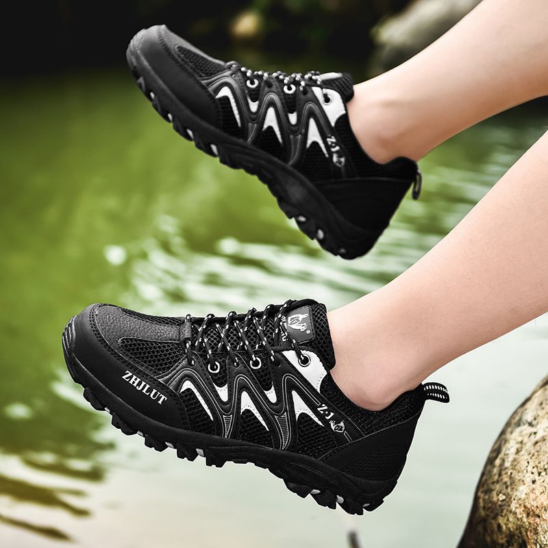 Qifeng Men Women Outdoor Breathable Hiking Shoes Black 43