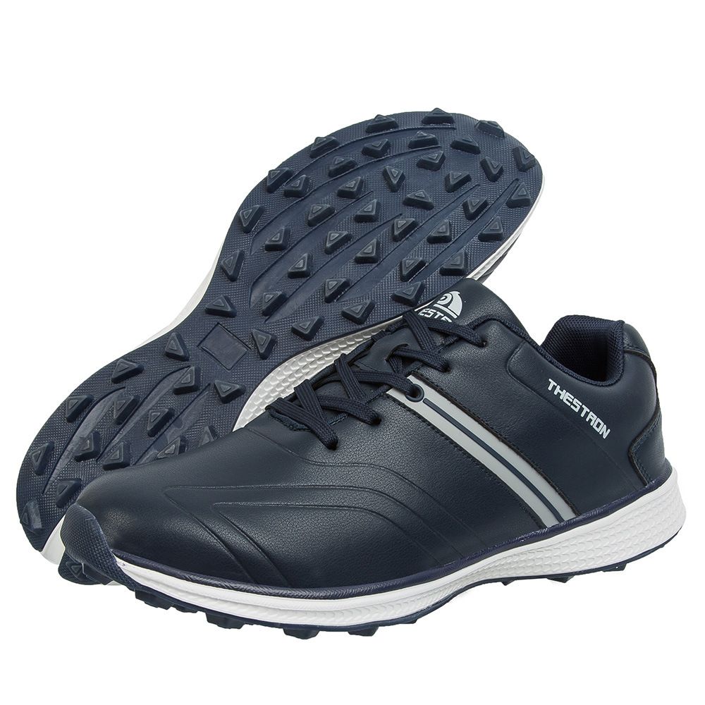 THESTRON Men's Waterproof Golf Shoes Microfiber Upper White US 8.5 (EUR 41.5)
