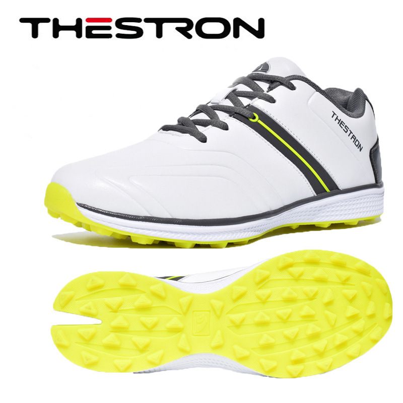 THESTRON Men's Waterproof Golf Shoes Microfiber Upper White US 9.5 (EUR 42.5)