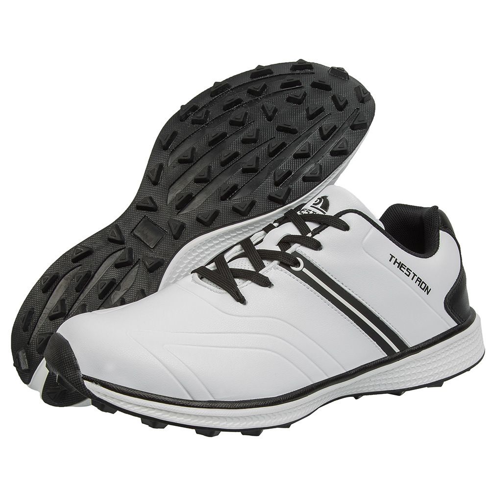 THESTRON Men's Waterproof Golf Shoes Microfiber Upper White US 11 (EUR 44.5)