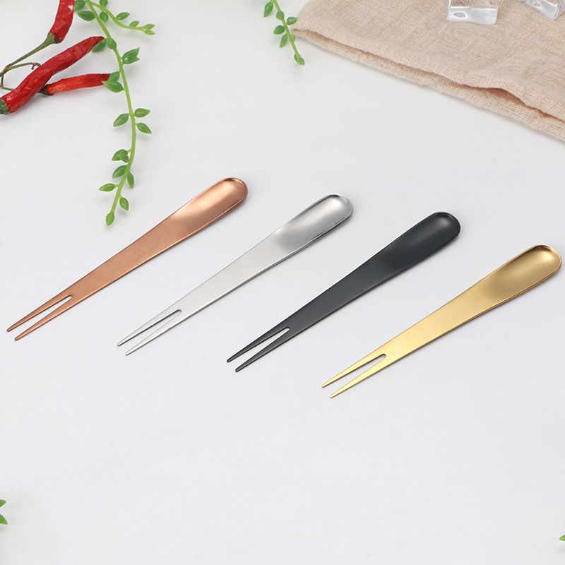 Island Qi Stainless Steel Fruit Fork Cake Knife Square head ice cream spoon