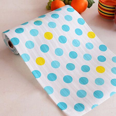 Cabinet Liner Rabbit Floral Waterproof Drawer Mat Blue wave dot on white background