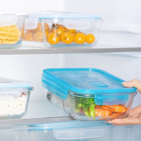 Scybe Heat Resistant Glass Lunch Box Microwave Safe Saipu Rectangular Divider 950ML White Cover 0265-P1