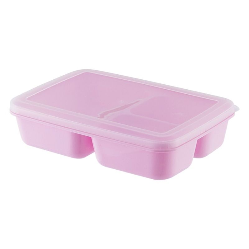 Le Kedo PP Rectangular 3 Compartment Microwave Lunch Box Type B 8032 (pink)