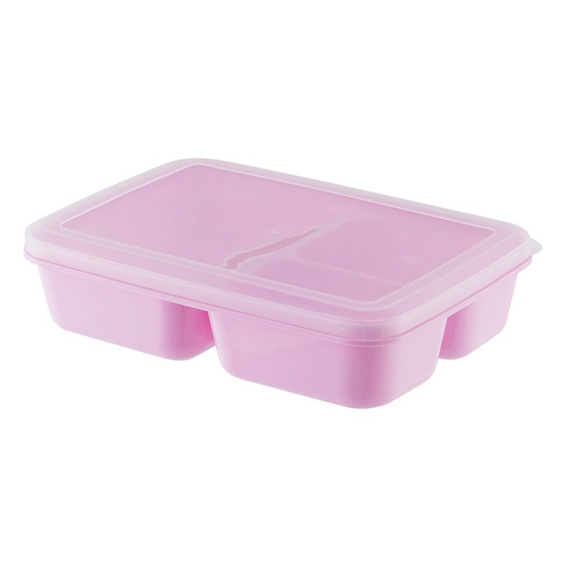 Le Kedo PP Rectangular 3 Compartment Microwave Lunch Box Type B 8032 (pink)