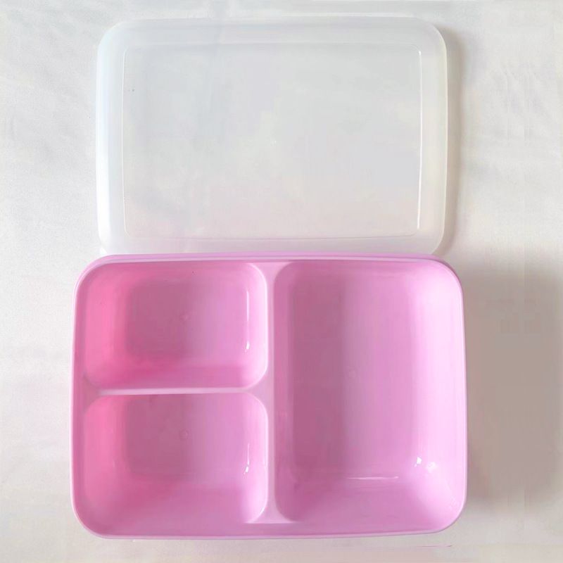 Le Kedo PP Rectangular 3 Compartment Microwave Lunch Box Type B 8032 (white)