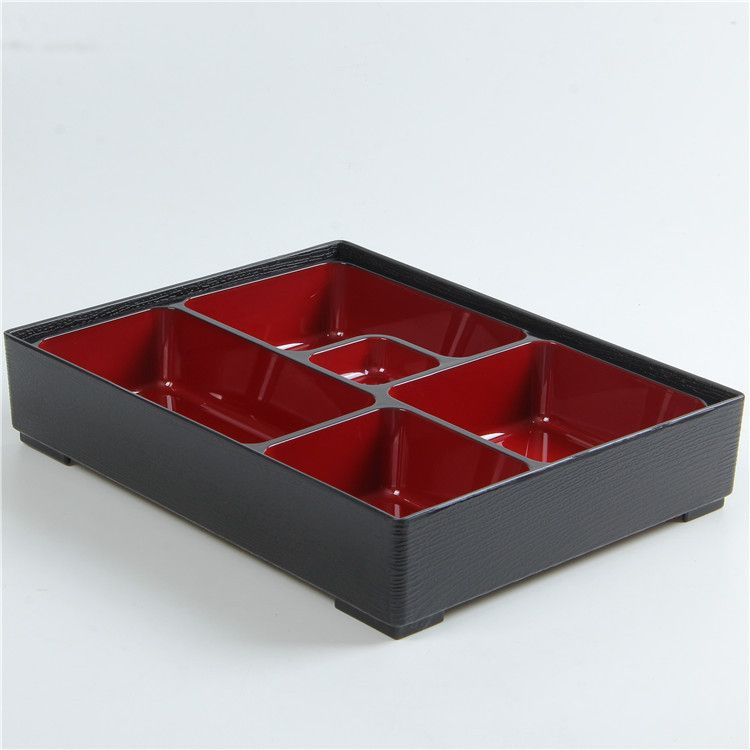 Yuhe Small Square Plastic Lunch Box 5 Compartment 27*21*6CM Small printed five-compartment room temperature lunch box