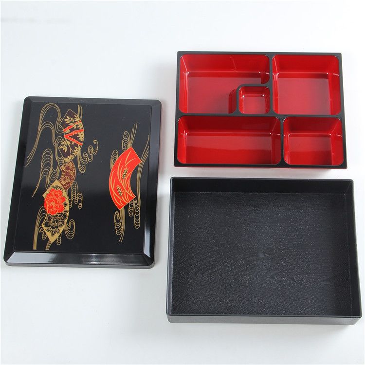 Lun Printed Lunch Box Plastic Square 501-800ml Medium wood grain 30*24.5*6 Medium Normal Temperature Printed Lunch Box