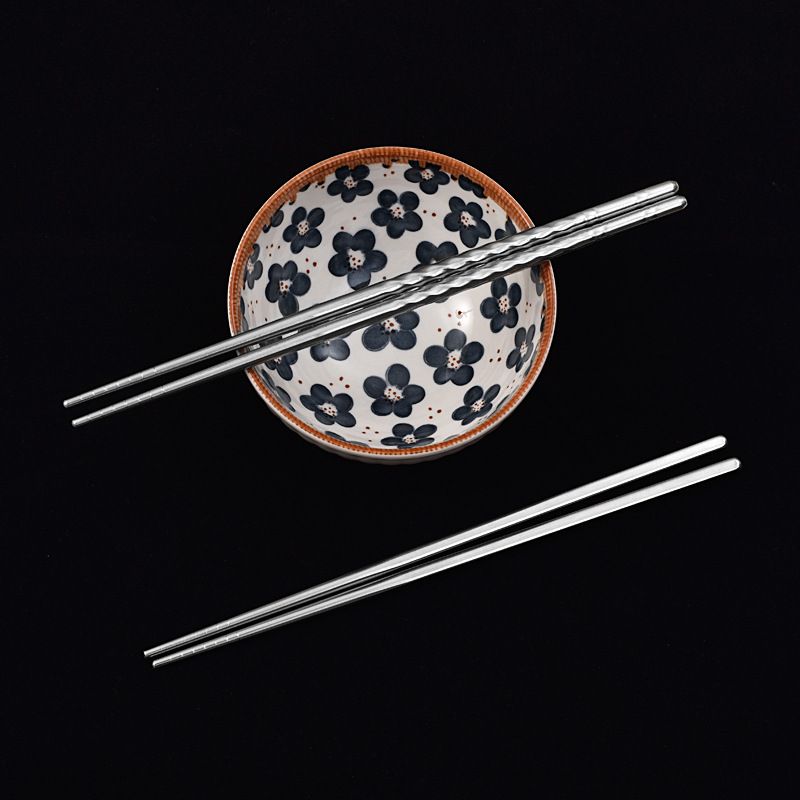 Stainless Steel Chopsticks Wind Sand Crossing 5 Pairs 5 pairs of stainless steel twist chopsticks