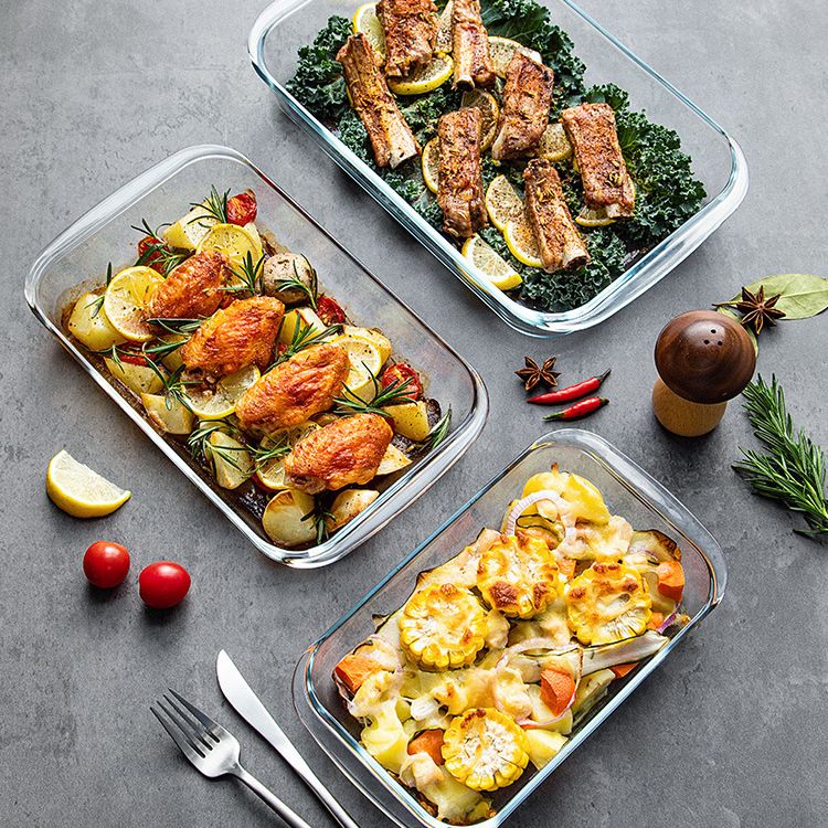 Rectangular Glass Dinner Plate Microwave Safe Heat... 8078-4 1.5L