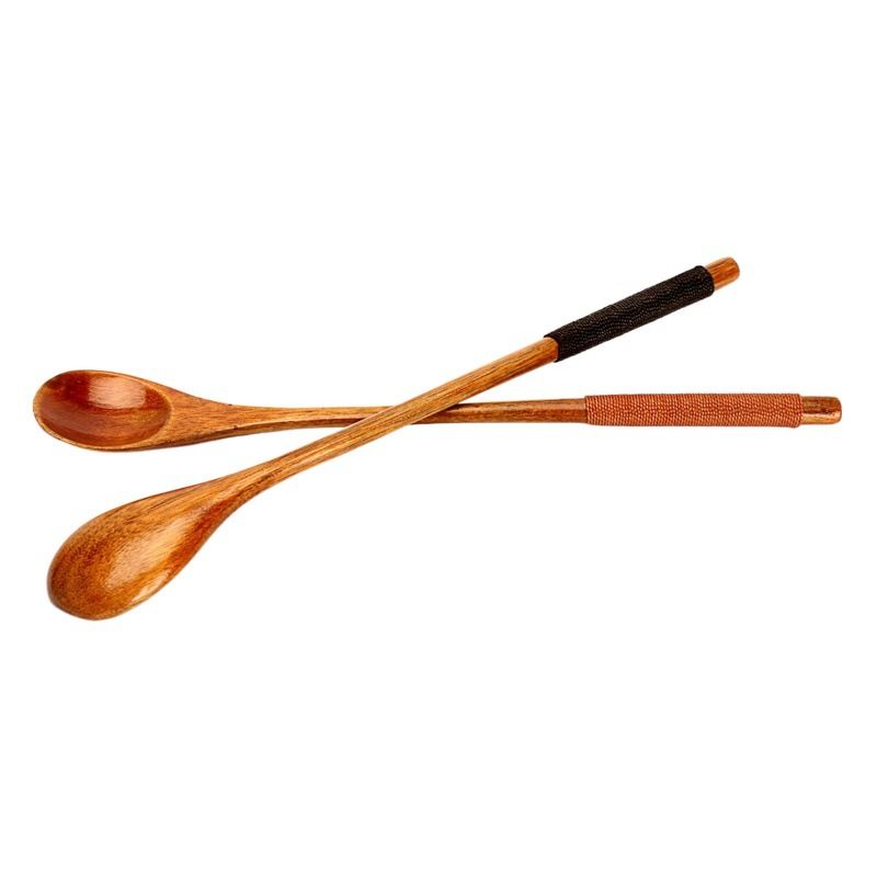Super Art Wooden Spoon Logo Mixing Gift Round handle black thread wooden spoon