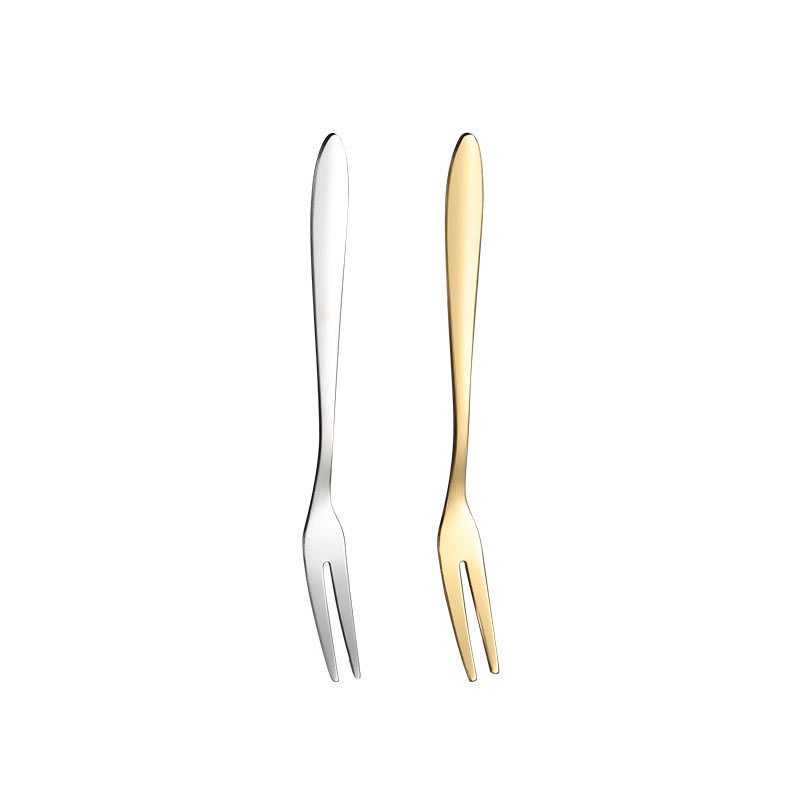 Sanrui Stainless Steel Two Prong Fruit Fork 410-Cloth Wheel-Gold