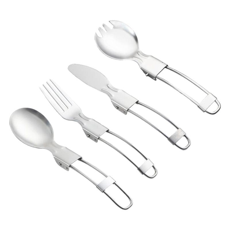 Silver island Folding Stainless Steel Cutlery Set Folding spoon, chopsticks, black bag suit